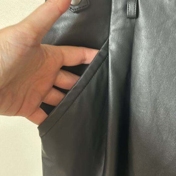 NEW Anthropologie Maeve black vegan leather taper pleated pants - Picture 10 of 16